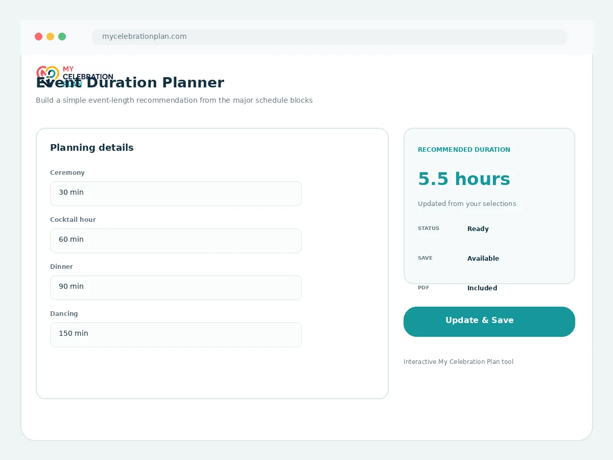 Event Duration Planner interactive tool preview