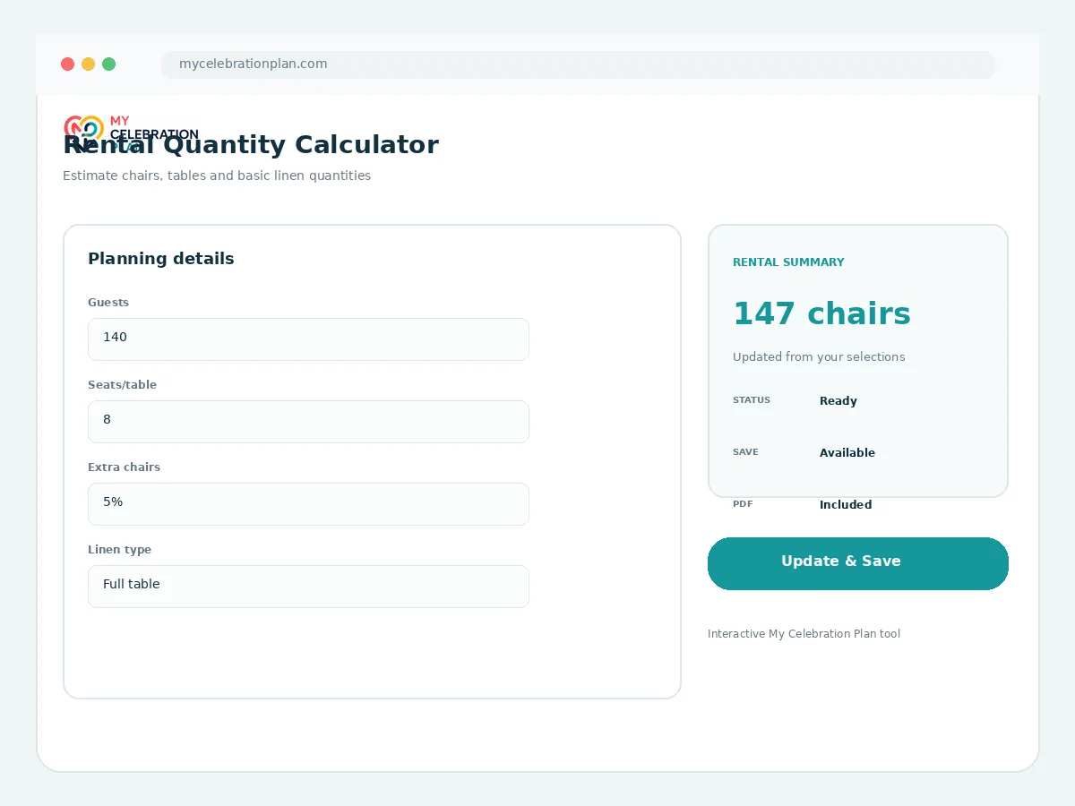 Rental Quantity Calculator interactive tool preview