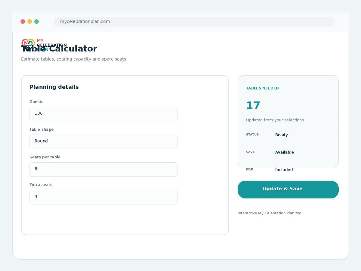 Table Calculator interactive tool preview
