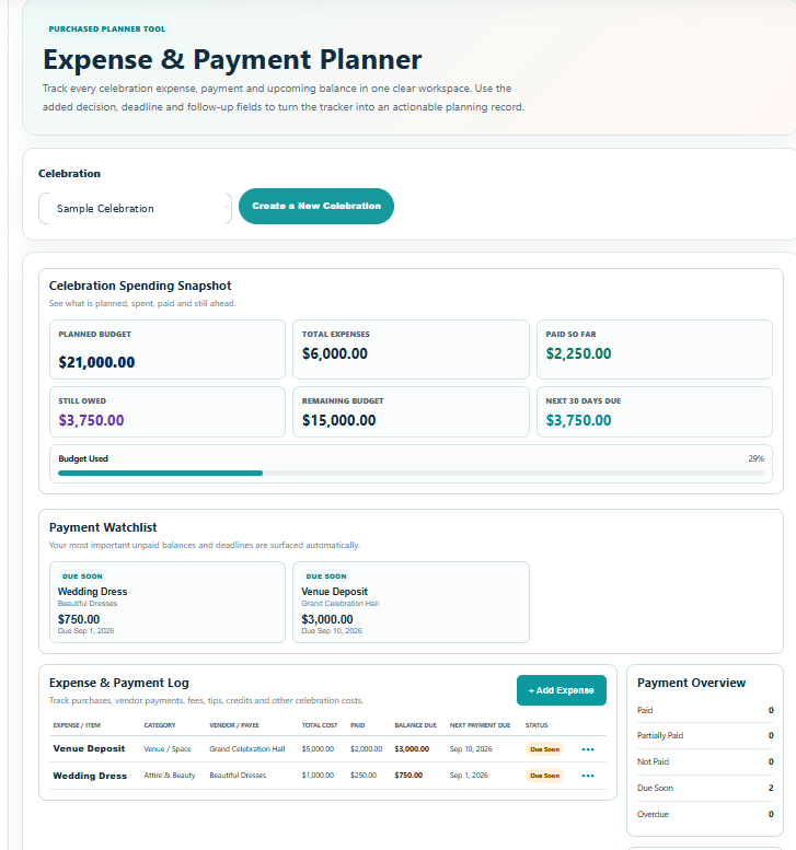 Expense & Payment Planner preview