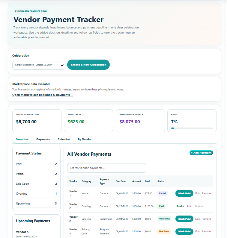 Vendor Payment Tracker preview