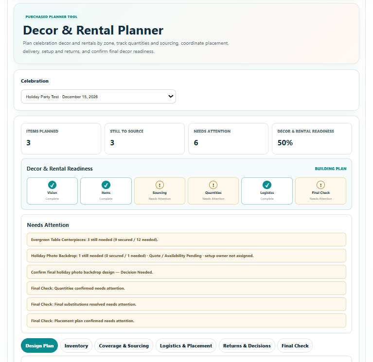 Decor & Rental Planner preview