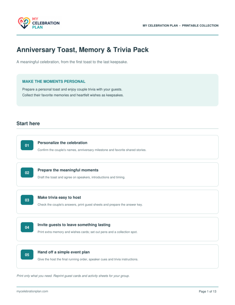 Anniversary Toast, Memory & Trivia Pack preview