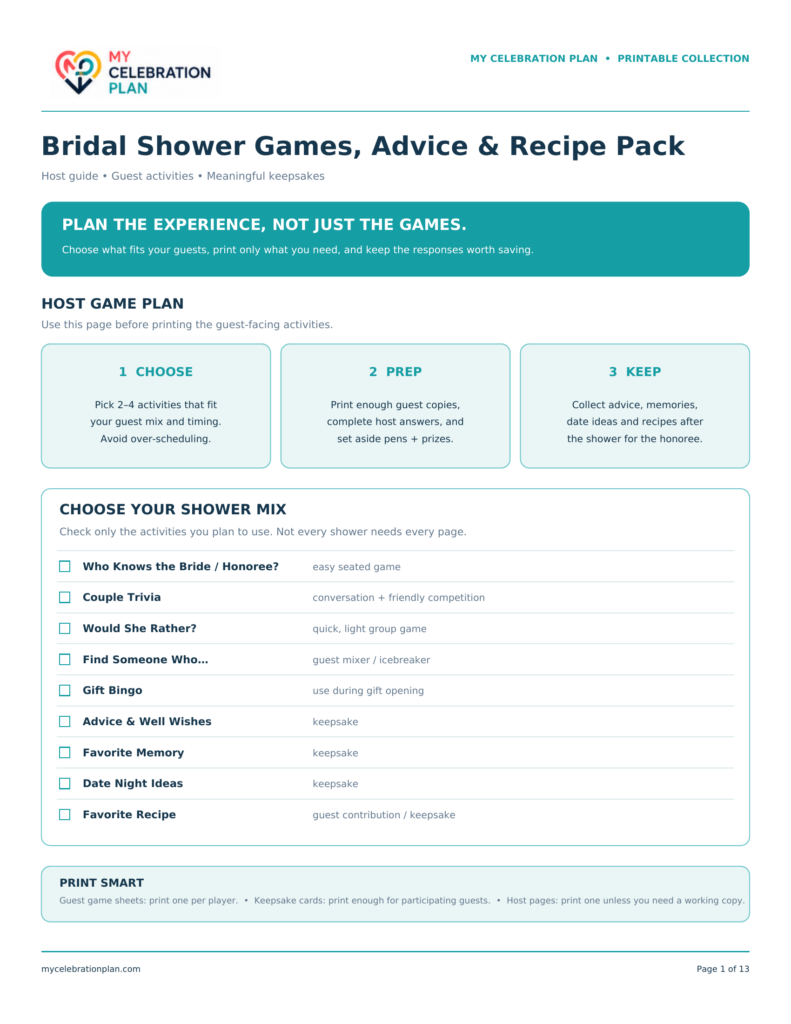 Bridal Shower Games, Advice & Recipe Pack preview