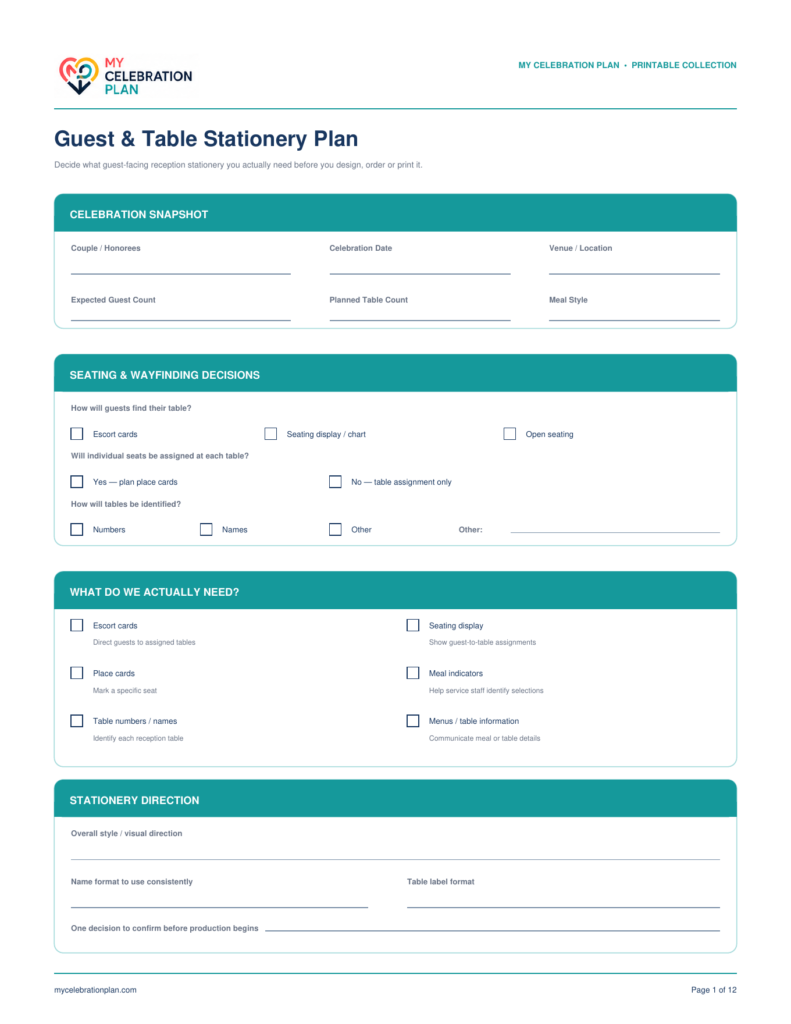 Guest & Table Stationery Kit preview