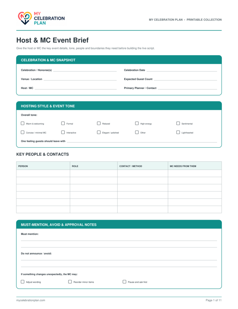 Host & MC Event Script Kit preview