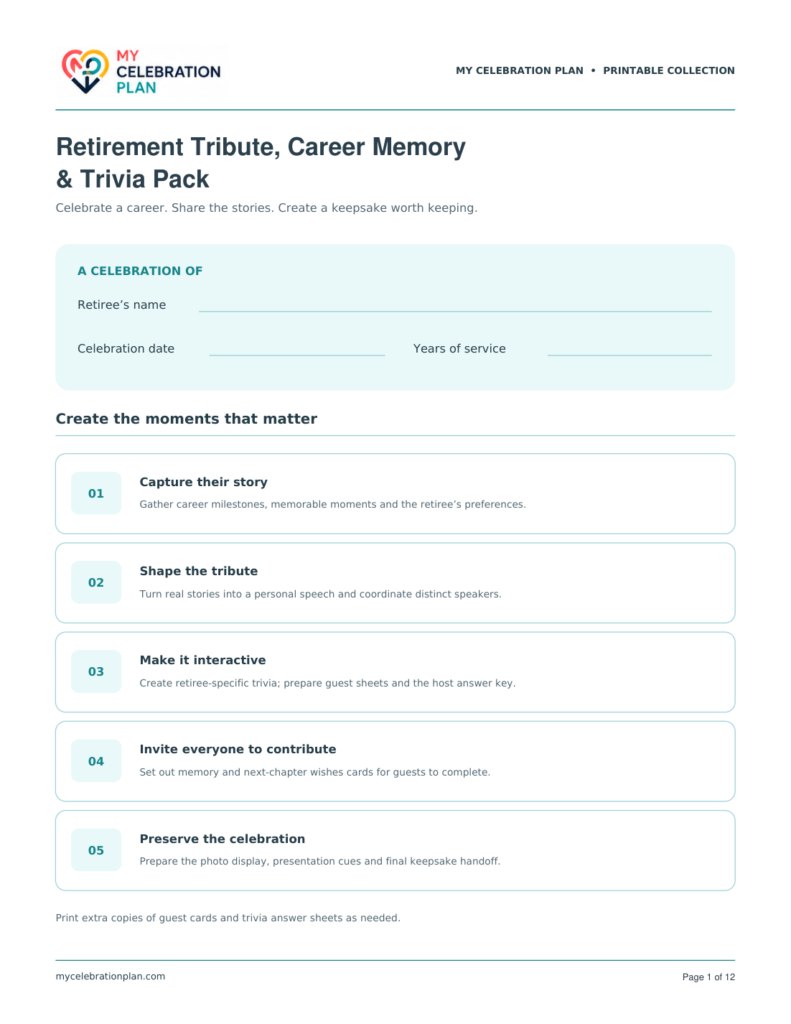 Retirement Tribute, Career Memory & Trivia Pack preview