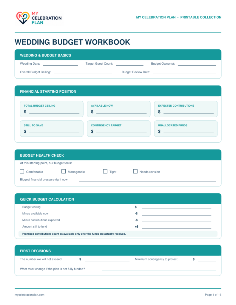 Wedding Budget Workbook preview