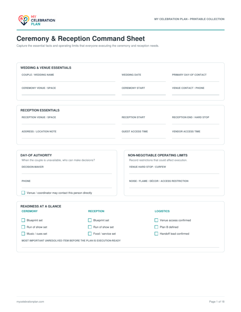 Wedding Ceremony & Reception Planner preview