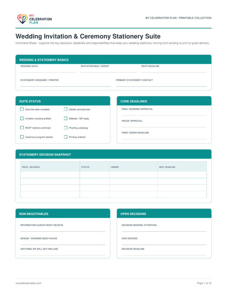 Wedding Invitation & Ceremony Stationery Suite preview
