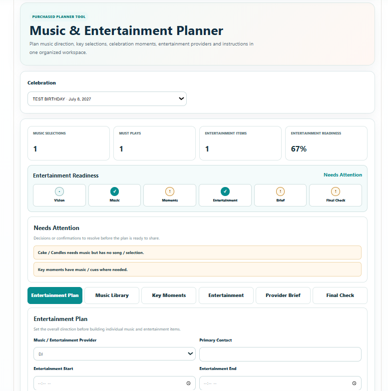 Music & Entertainment Planner preview