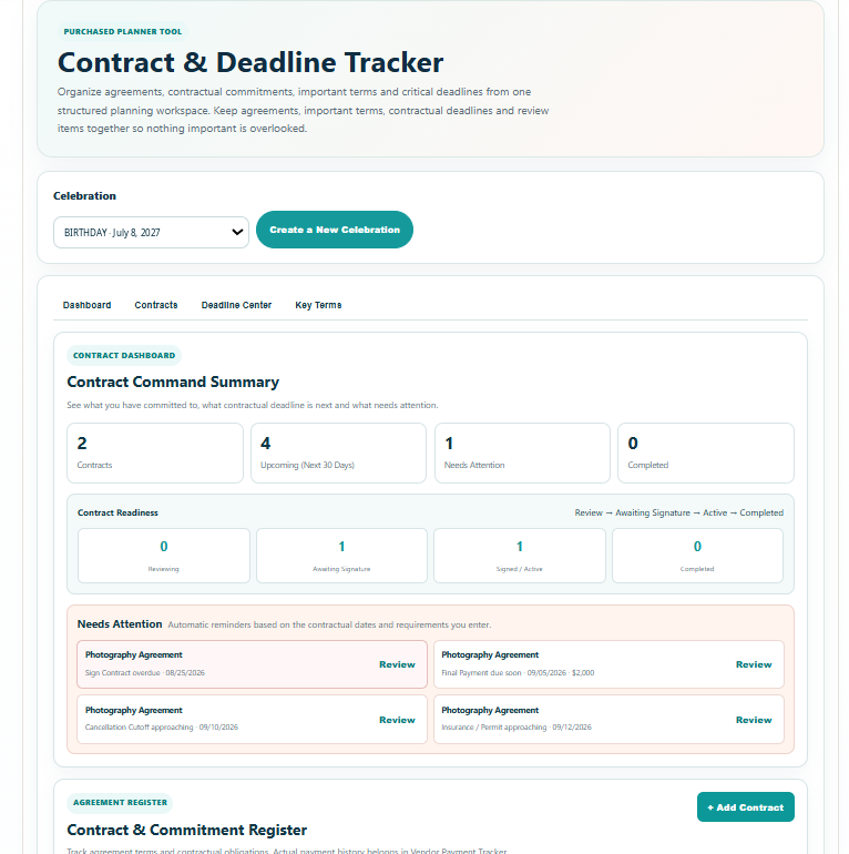 Contract & Deadline Tracker preview