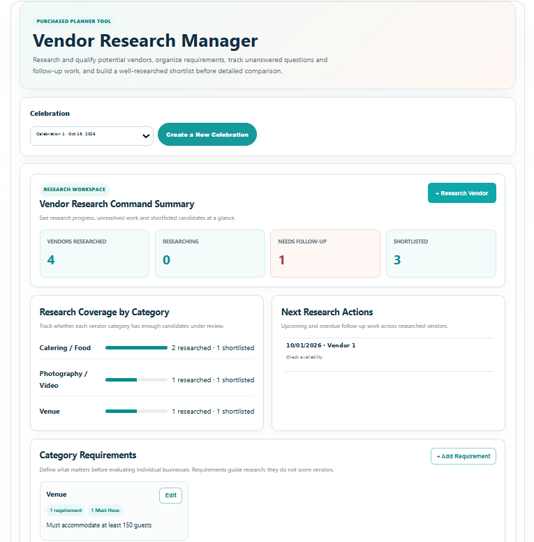 Vendor Research Manager preview