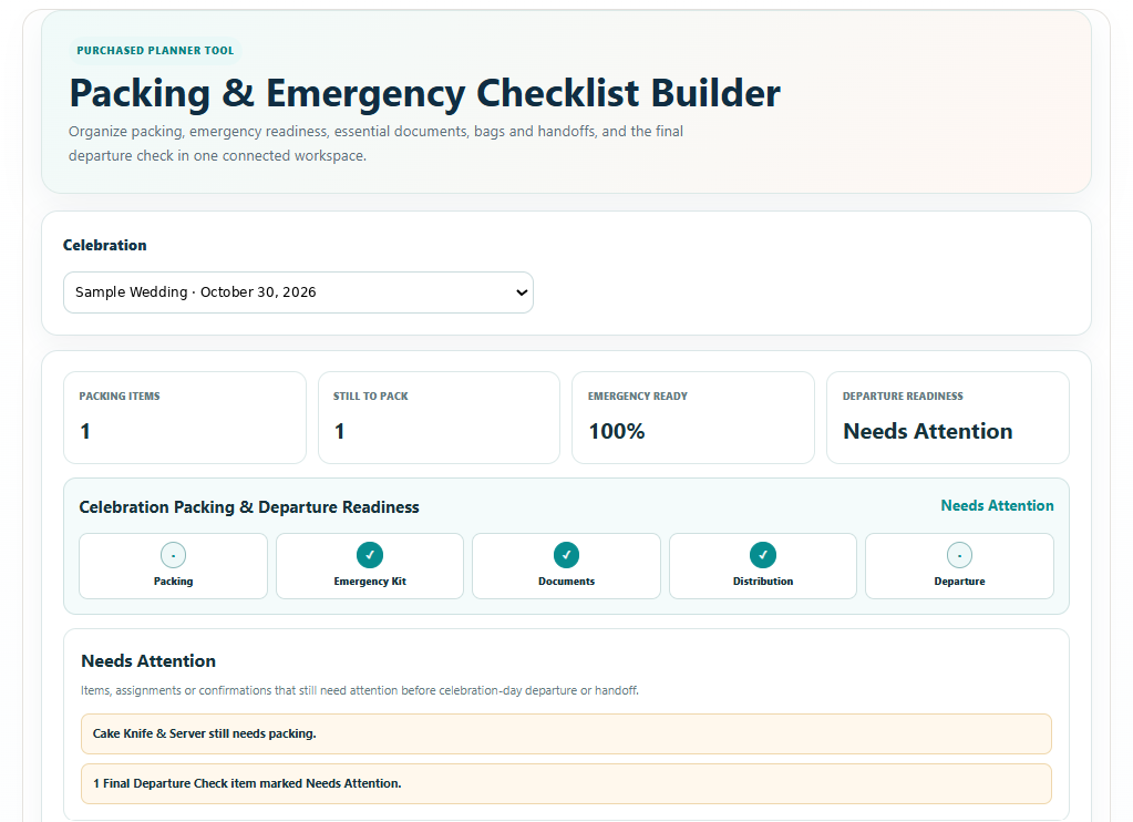 Packing & Emergency Checklist Builder preview