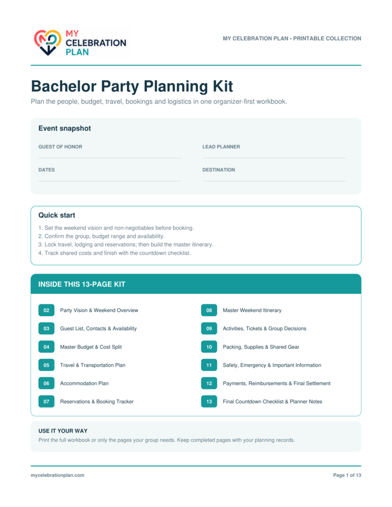 Bachelor Party Planning Kit preview