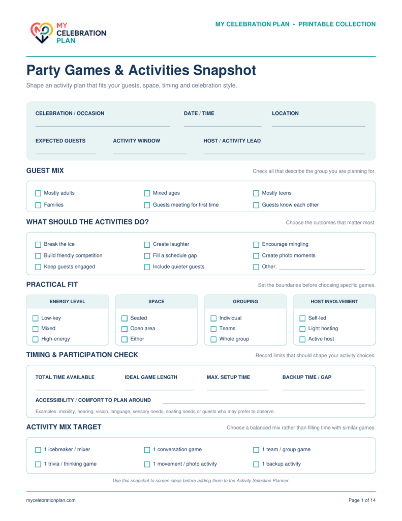Party Games & Activities Pack preview