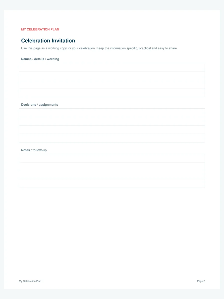 Custom Celebration Program & Stationery Pack preview